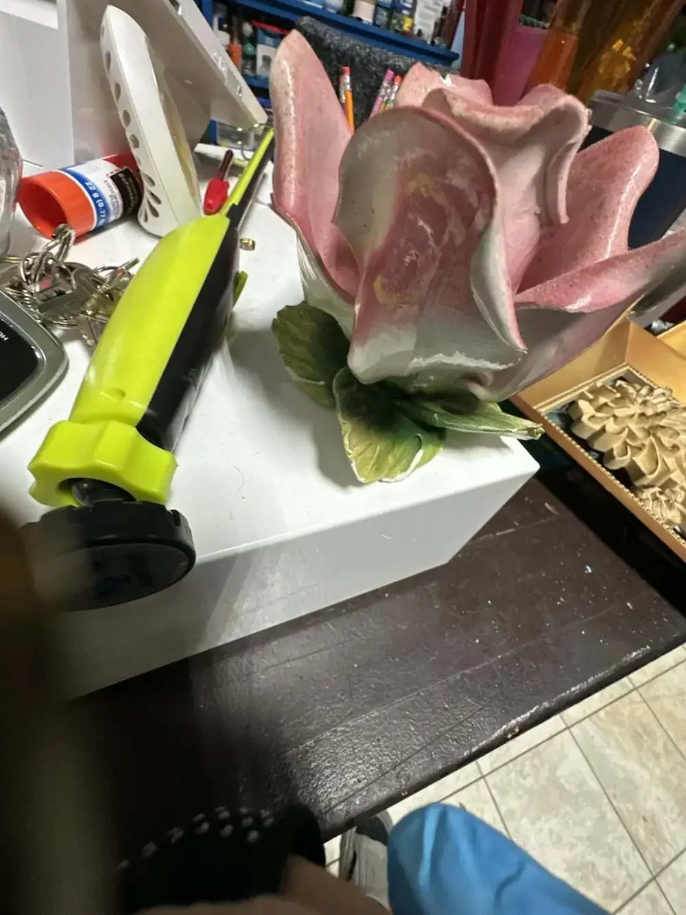 Capodimonte Pink Flower Candle Holder